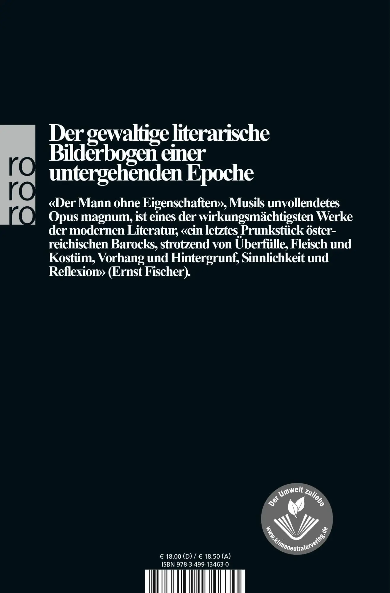 Rückseite: 9783499134630 | Der Mann ohne Eigenschaften II | Aus dem Nachlass | Robert Musil
