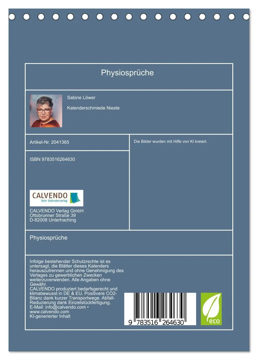 Bild: 9783516264630 | Physiosprüche (Tischkalender 2026 DIN A5 hoch), CALVENDO...