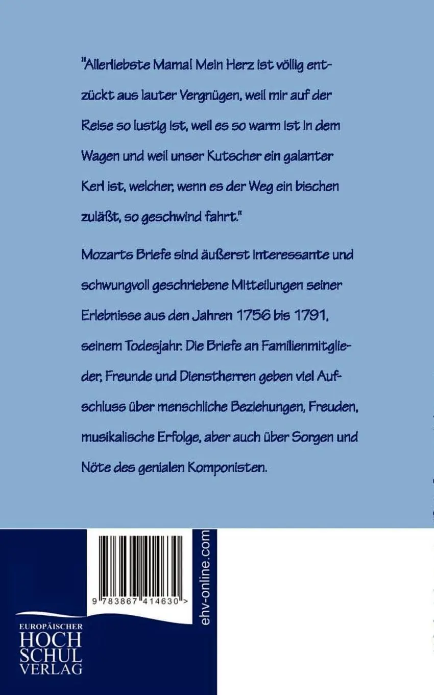 Rückseite: 9783867414630 | Briefe von Mozart | Wolfgang Amadeus Mozart | Taschenbuch | Deutsch