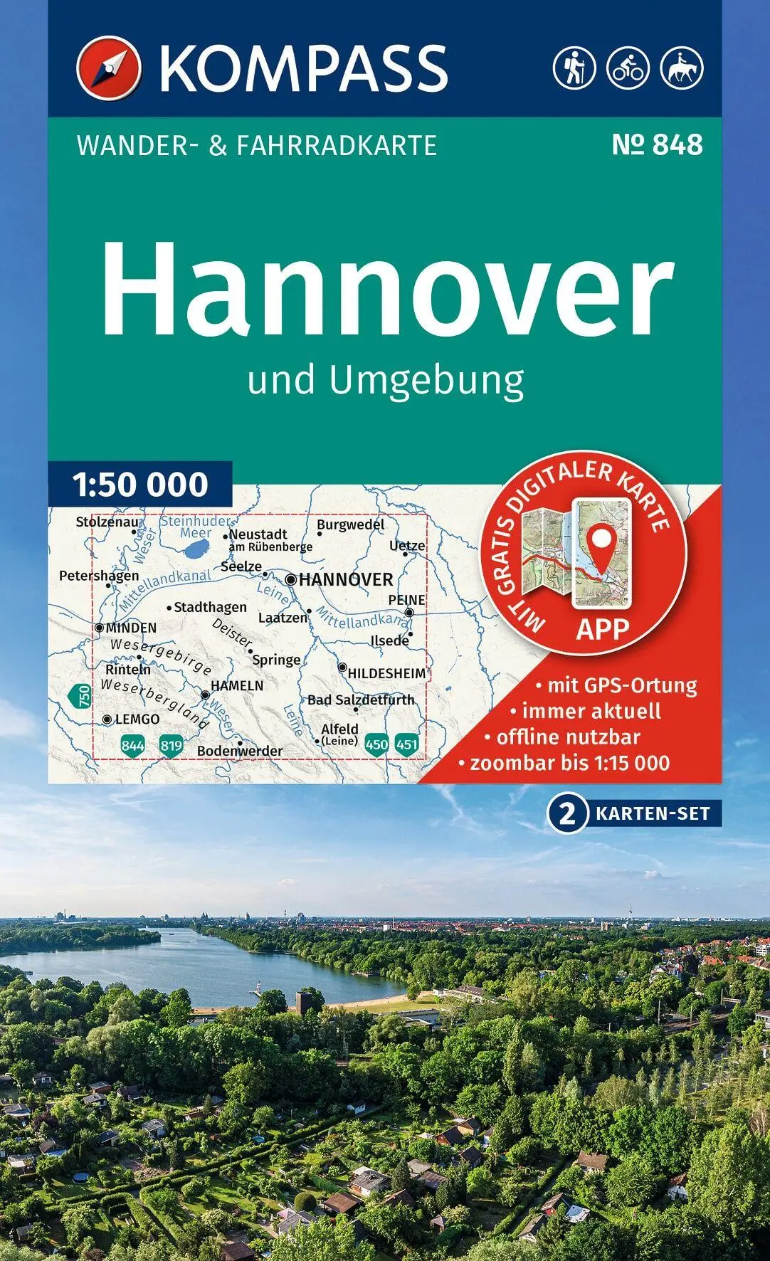 Cover: 9783991544630 | KOMPASS Wanderkarten-Set 848 Hannover und Umgebung (2 Karten) 1:50.000