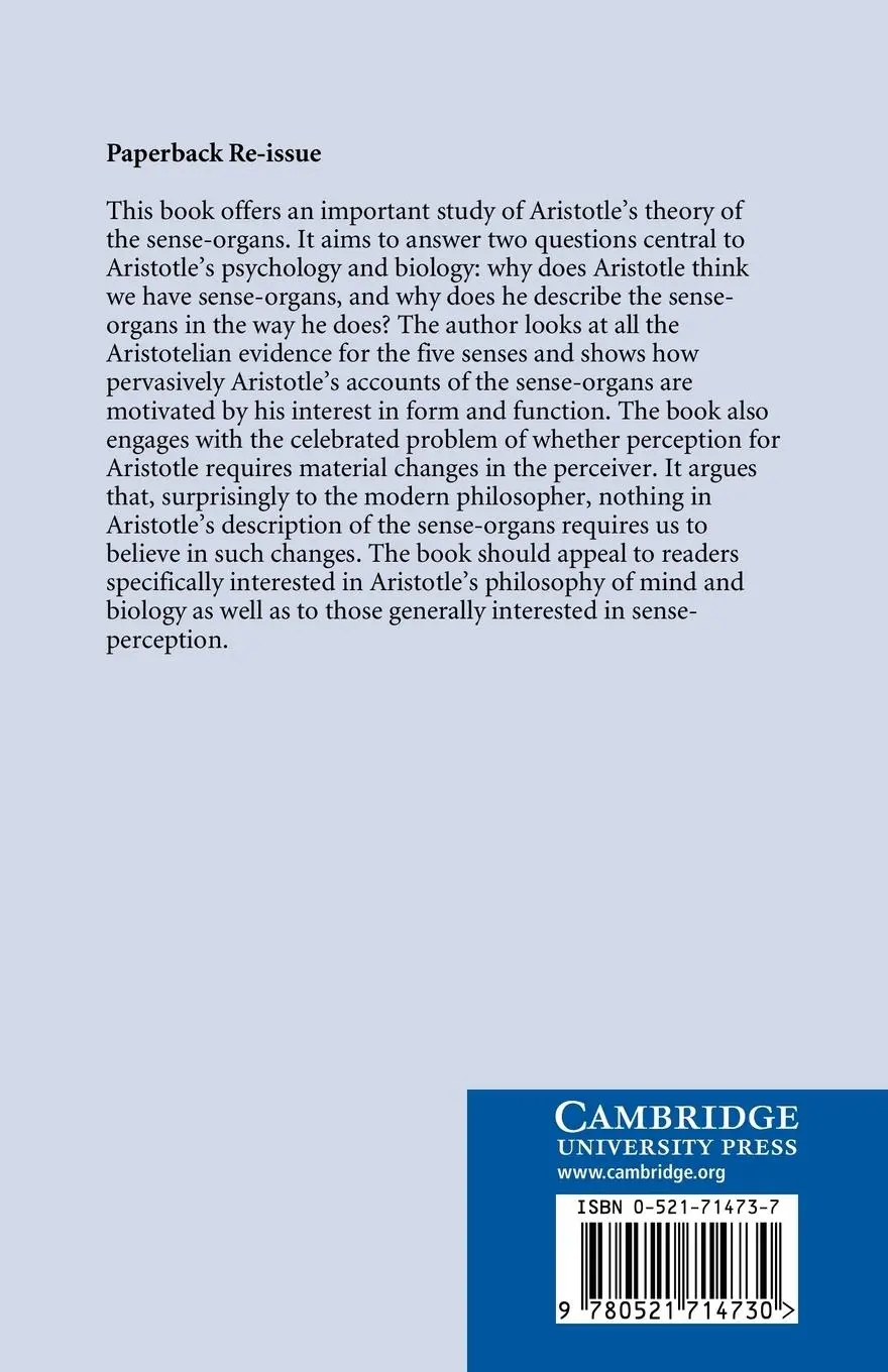 Rückseite: 9780521714730 | Aristotle on the Sense-Organs | T. K. Johansen | Taschenbuch | 2007