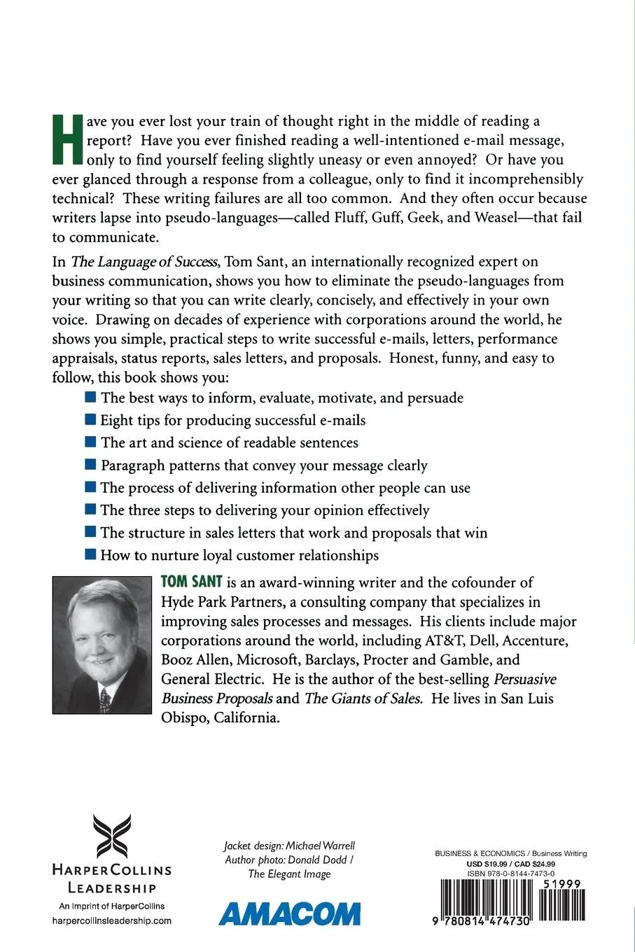 Rückseite: 9780814474730 | The Language of Success | Tom Sant | Taschenbuch | Englisch | 2008