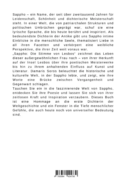 Bild: 9783384424730 | Sappho: Die Stimme von Lesbos | Damaris Soros | Taschenbuch | 220 S.