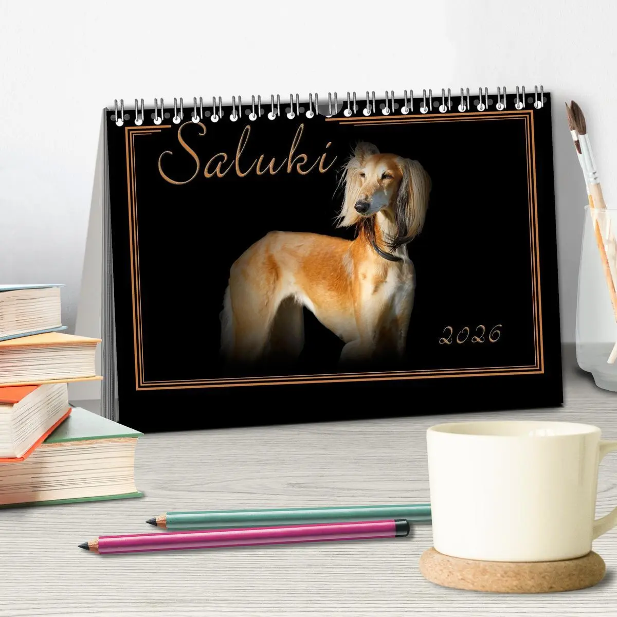 Bild: 9783457544730 | Saluki 2026 (Tischkalender 2026 DIN A5 quer), CALVENDO Monatskalender