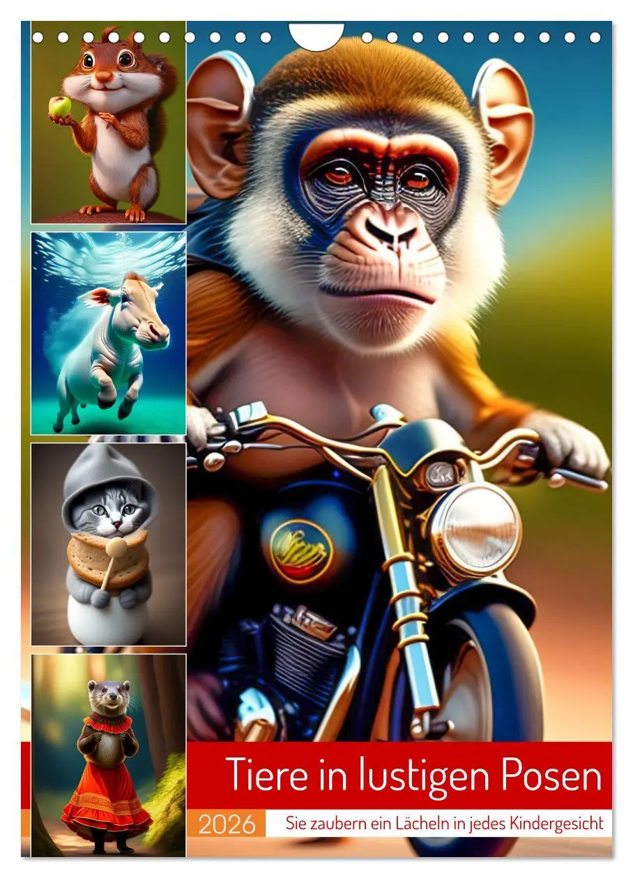 Cover: 9783516324730 | Tiere in lustigen Posen (Wandkalender 2026 DIN A4 hoch), CALVENDO...