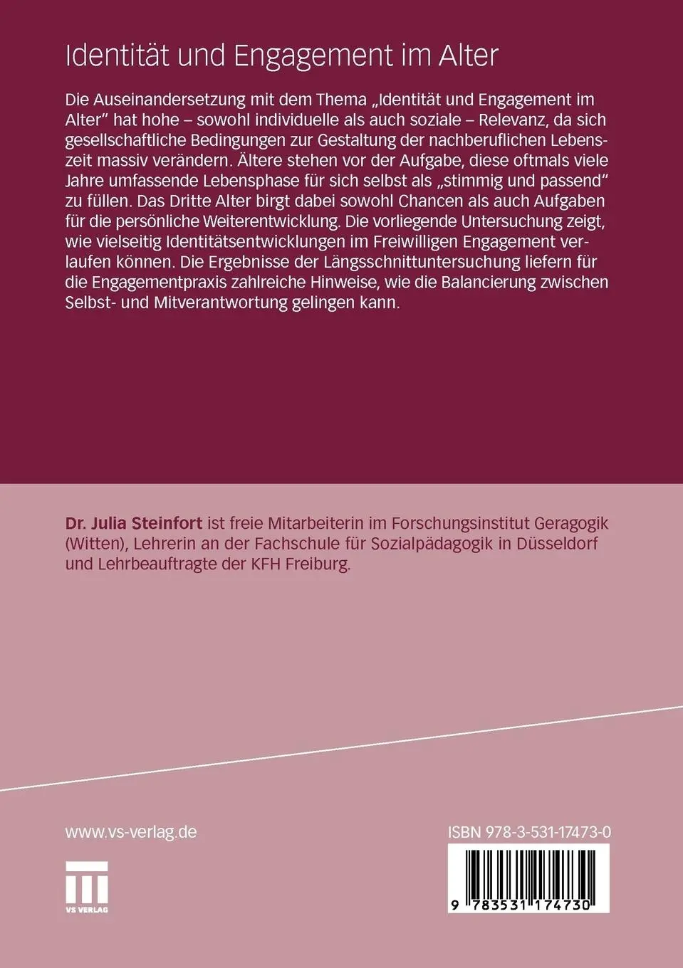 Rückseite: 9783531174730 | Identität und Engagement im Alter | Eine empirische Untersuchung