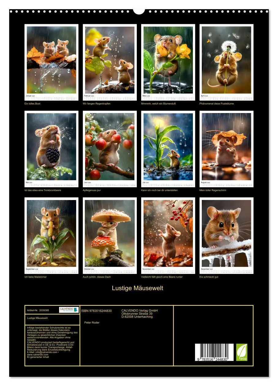 Bild: 9783516244830 | Lustige Mäusewelt (hochwertiger Premium Wandkalender 2026 DIN A2...