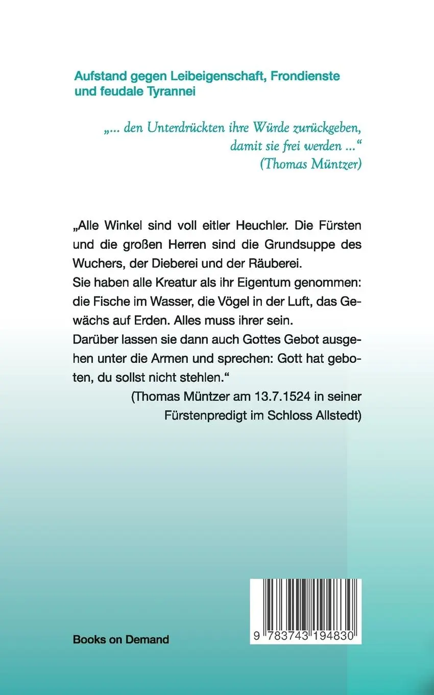 Rückseite: 9783743194830 | 1525: Müntzer versus Luther | Adolf Hornberger | Taschenbuch | 48 S.