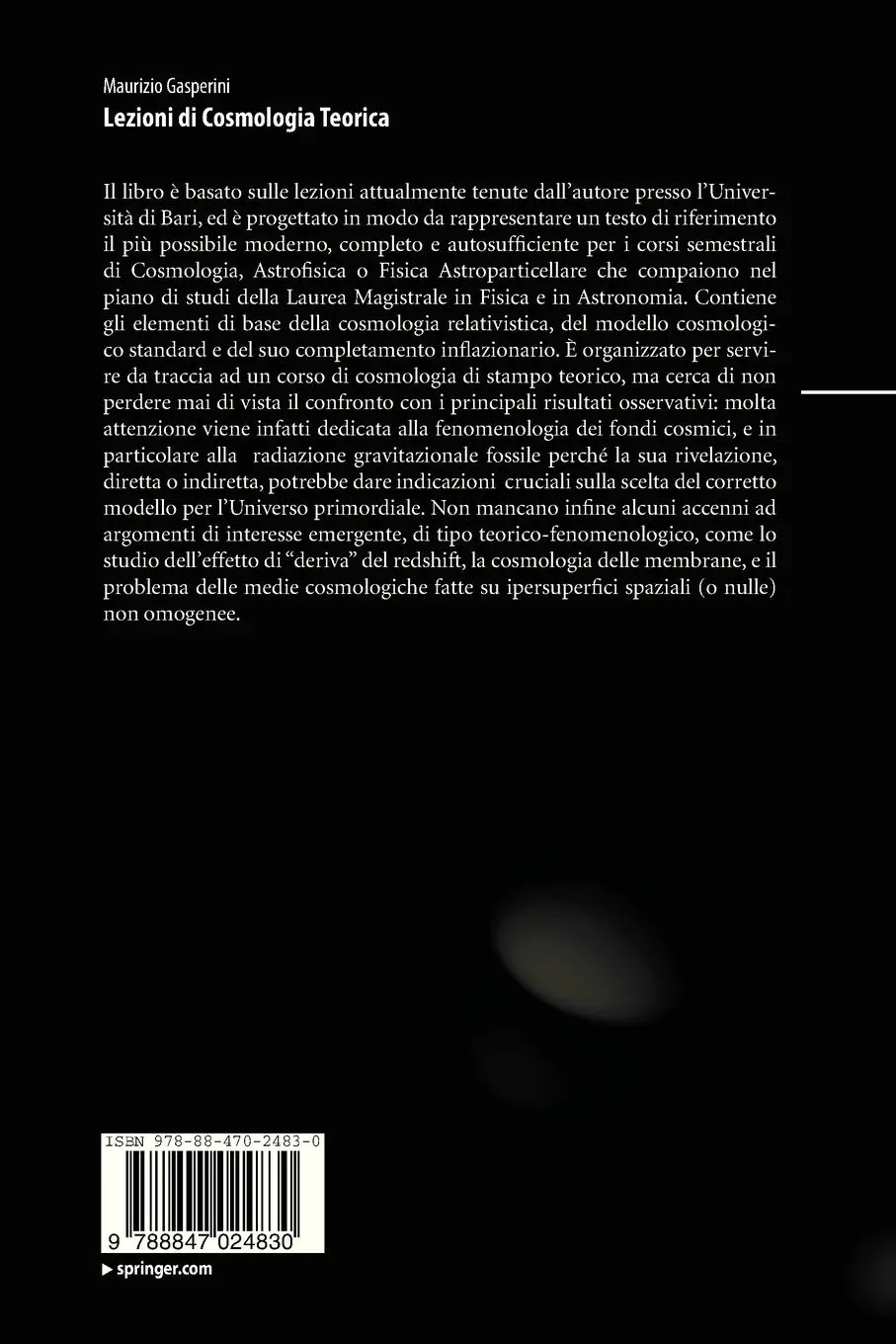 Rückseite: 9788847024830 | Lezioni di Cosmologia Teorica | Maurizio Gasperini | Taschenbuch