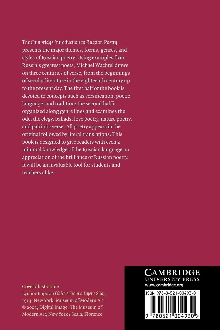 Rückseite: 9780521004930 | The Cambridge Introduction to Russian Poetry | Michael Wachtel (u. a.)