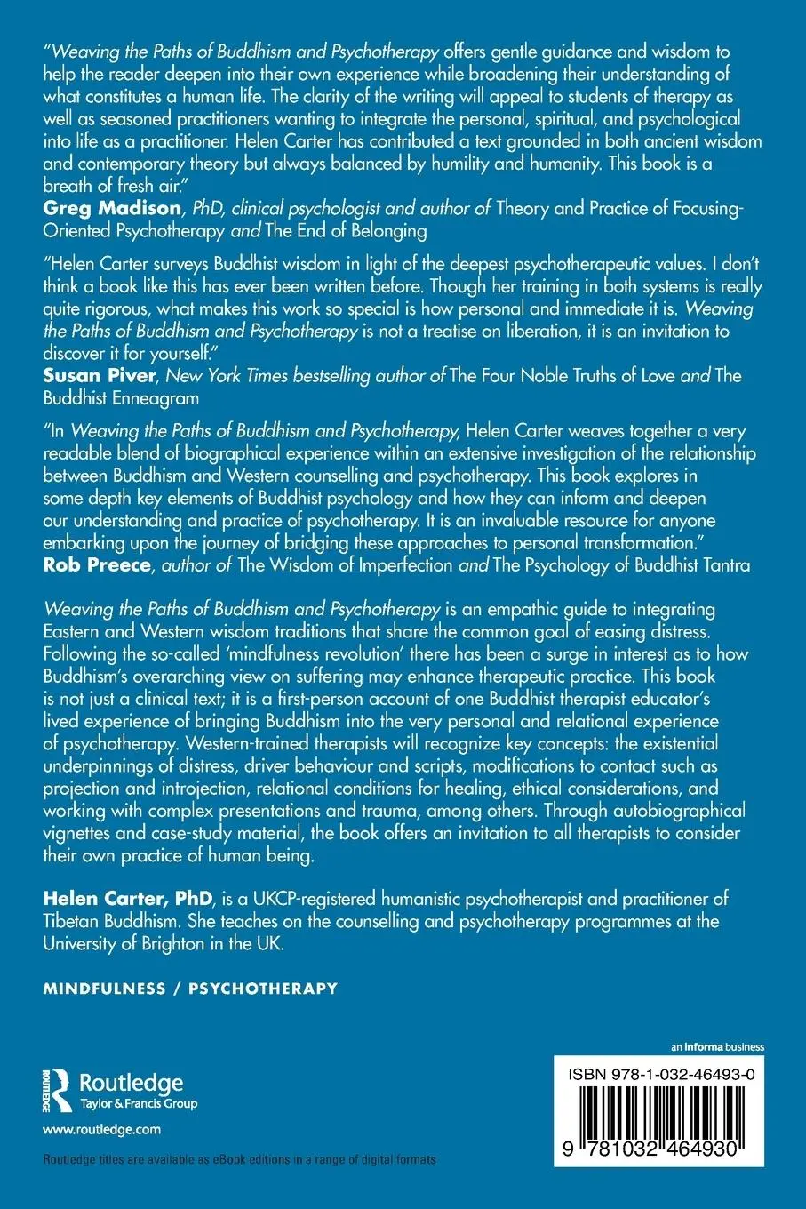 Rückseite: 9781032464930 | Weaving the Paths of Buddhism and Psychotherapy | Helen Carter | Buch