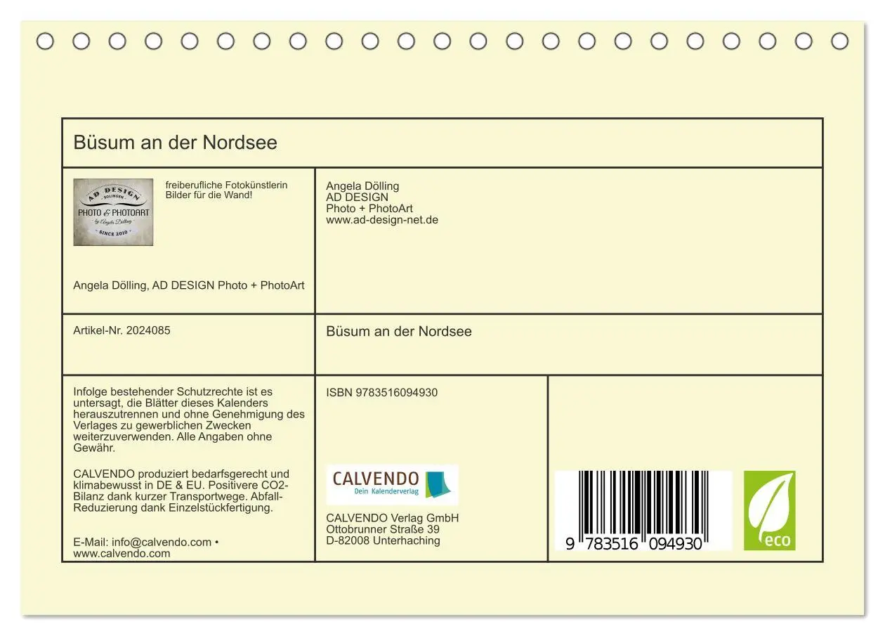 Bild: 9783516094930 | Büsum an der Nordsee (Tischkalender 2026 DIN A5 quer), CALVENDO...