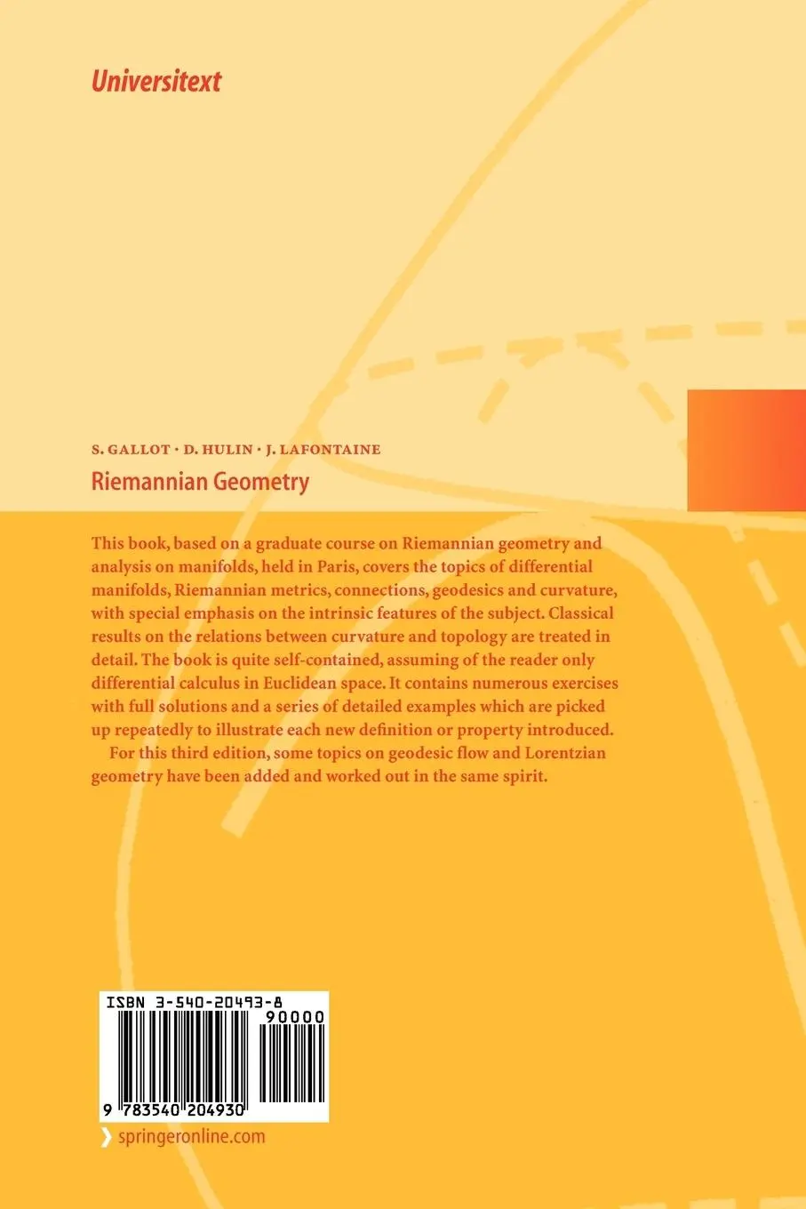 Rückseite: 9783540204930 | Riemannian Geometry | Sylvestre Gallot (u. a.) | Taschenbuch | xv