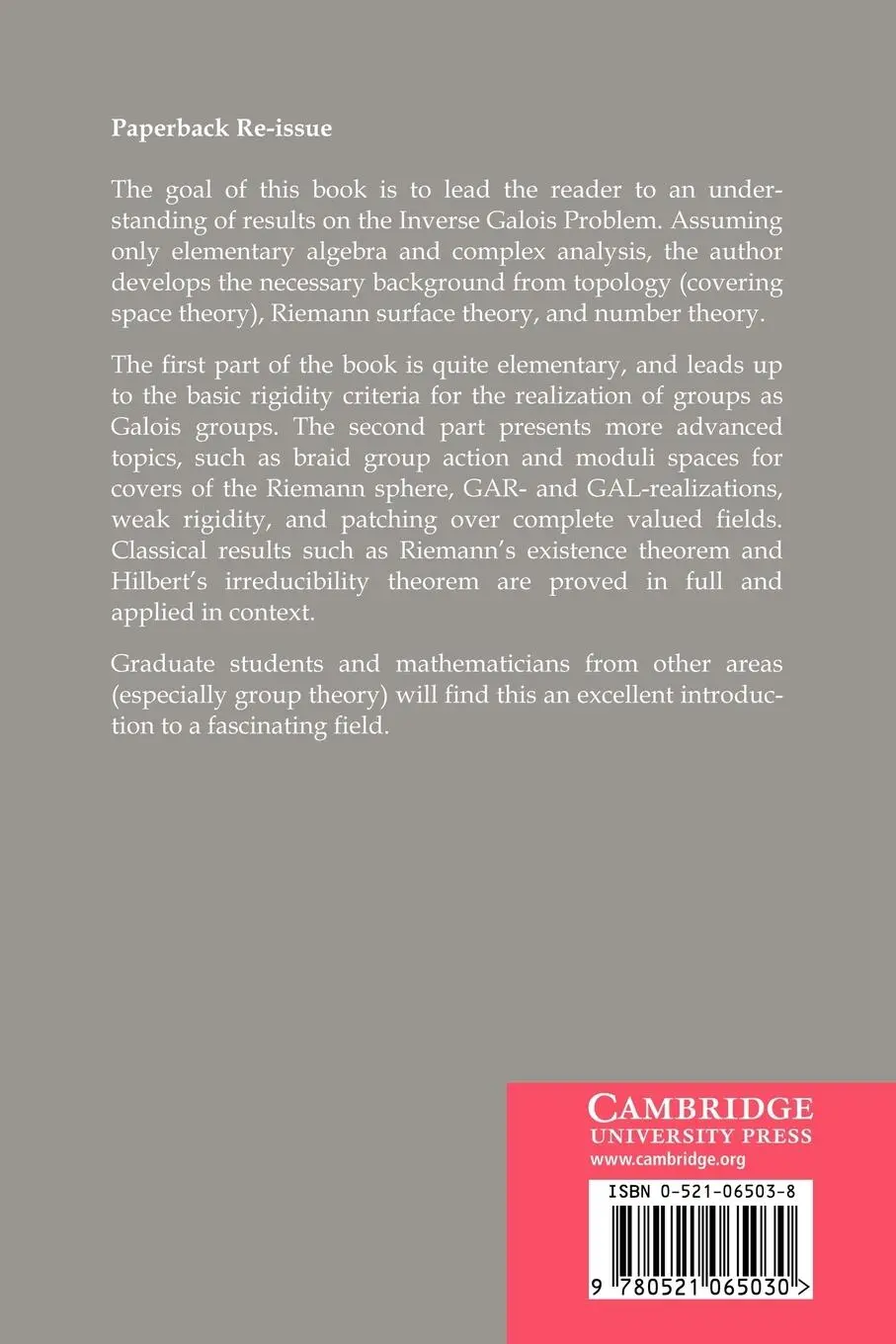 Rückseite: 9780521065030 | Groups as Galois Groups | An Introduction | Helmut Volklein (u. a.)