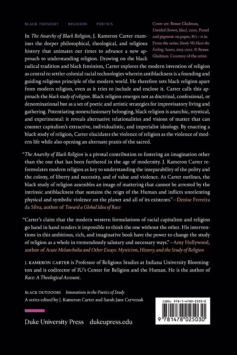 Rückseite: 9781478025030 | The Anarchy of Black Religion | A Mystic Song | J Kameron Carter