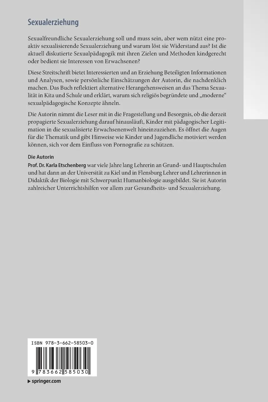 Rückseite: 9783662585030 | Sexualerziehung | Kritisch hinterfragt | Karla Etschenberg | Buch | ix