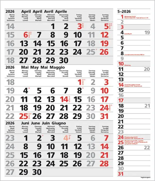 Bild: 9783731885030 | 3-Monats-Planer Combi Grau 2026 | Verlag Korsch | Kalender | 12 S.