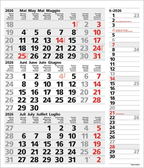 Bild: 9783731885030 | 3-Monats-Planer Combi Grau 2026 | Verlag Korsch | Kalender | 12 S.