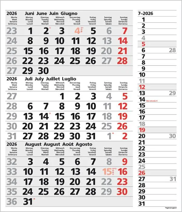 Bild: 9783731885030 | 3-Monats-Planer Combi Grau 2026 | Verlag Korsch | Kalender | 12 S.