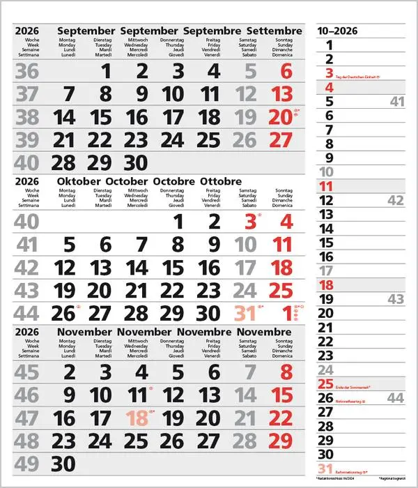 Bild: 9783731885030 | 3-Monats-Planer Combi Grau 2026 | Verlag Korsch | Kalender | 12 S.