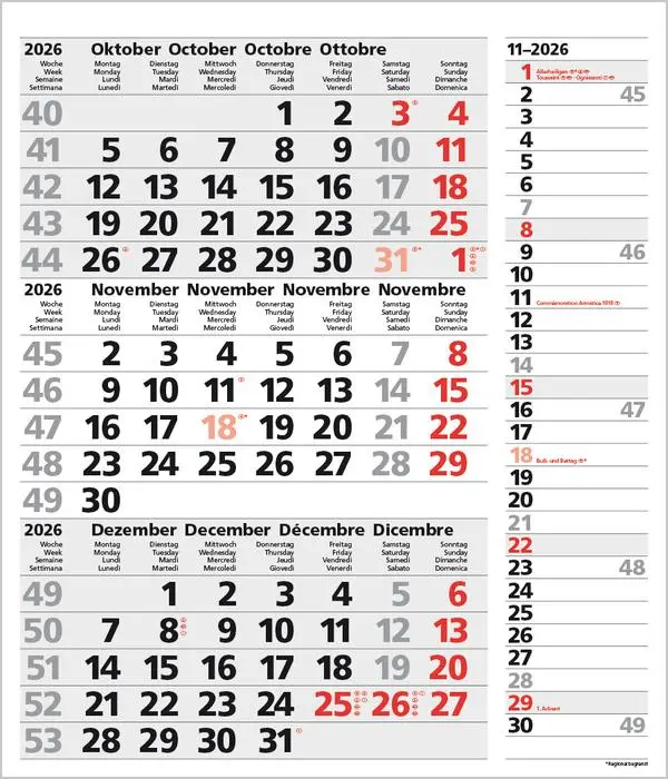 Bild: 9783731885030 | 3-Monats-Planer Combi Grau 2026 | Verlag Korsch | Kalender | 12 S.
