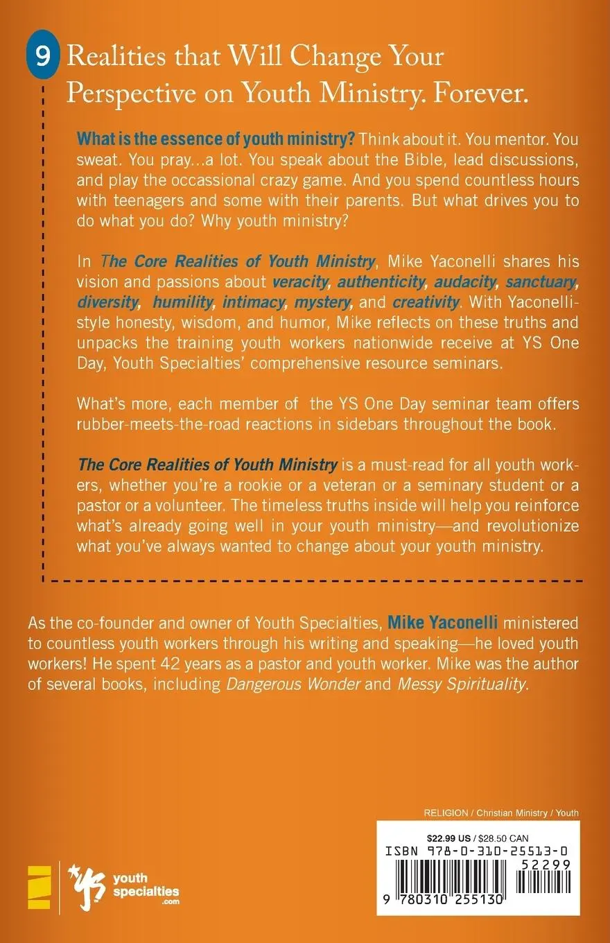 Rückseite: 9780310255130 | The Core Realities of Youth Ministry | Mike Yaconelli | Taschenbuch