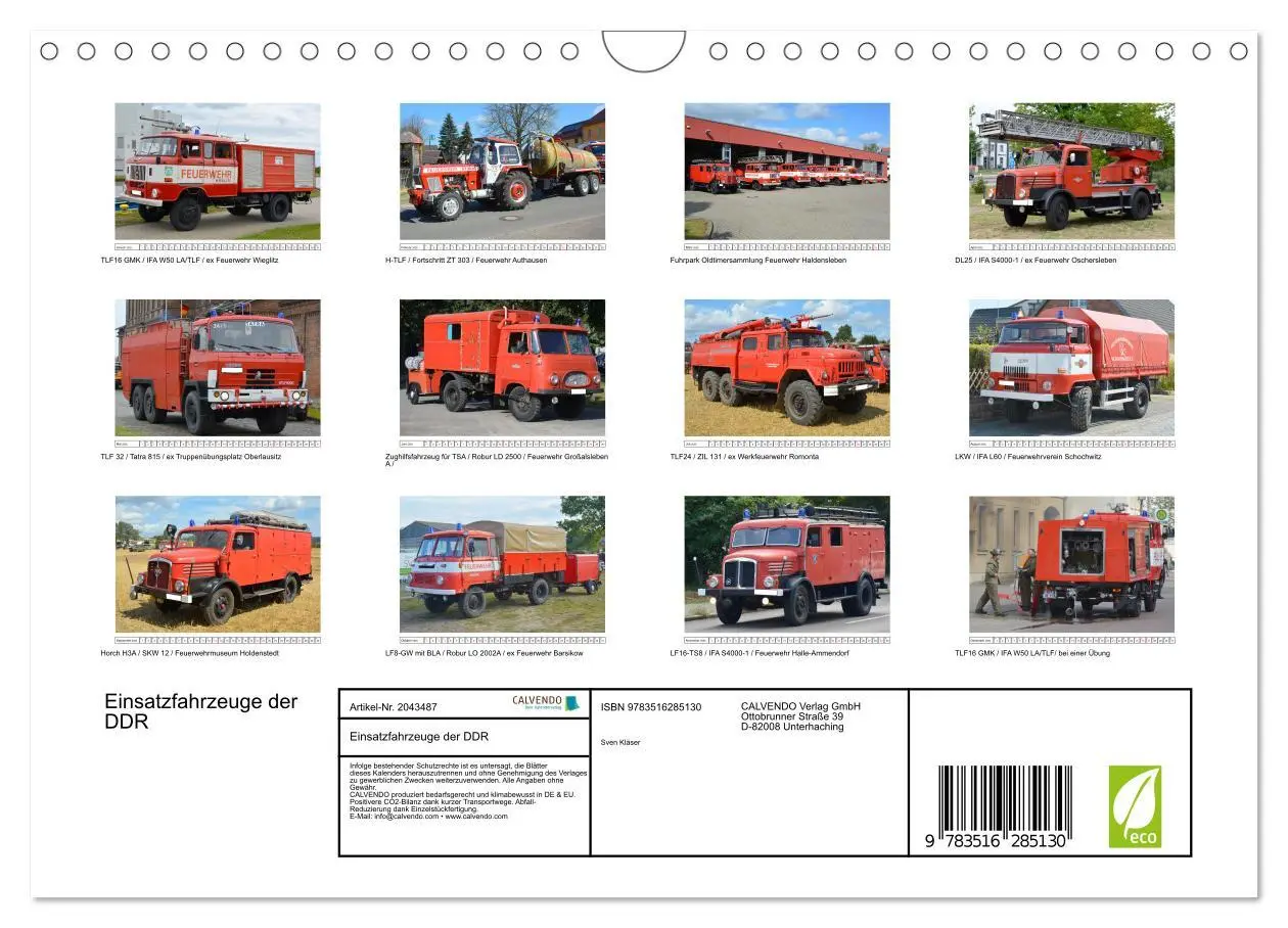 Bild: 9783516285130 | Einsatzfahrzeuge der DDR (Wandkalender 2026 DIN A4 quer), CALVENDO...
