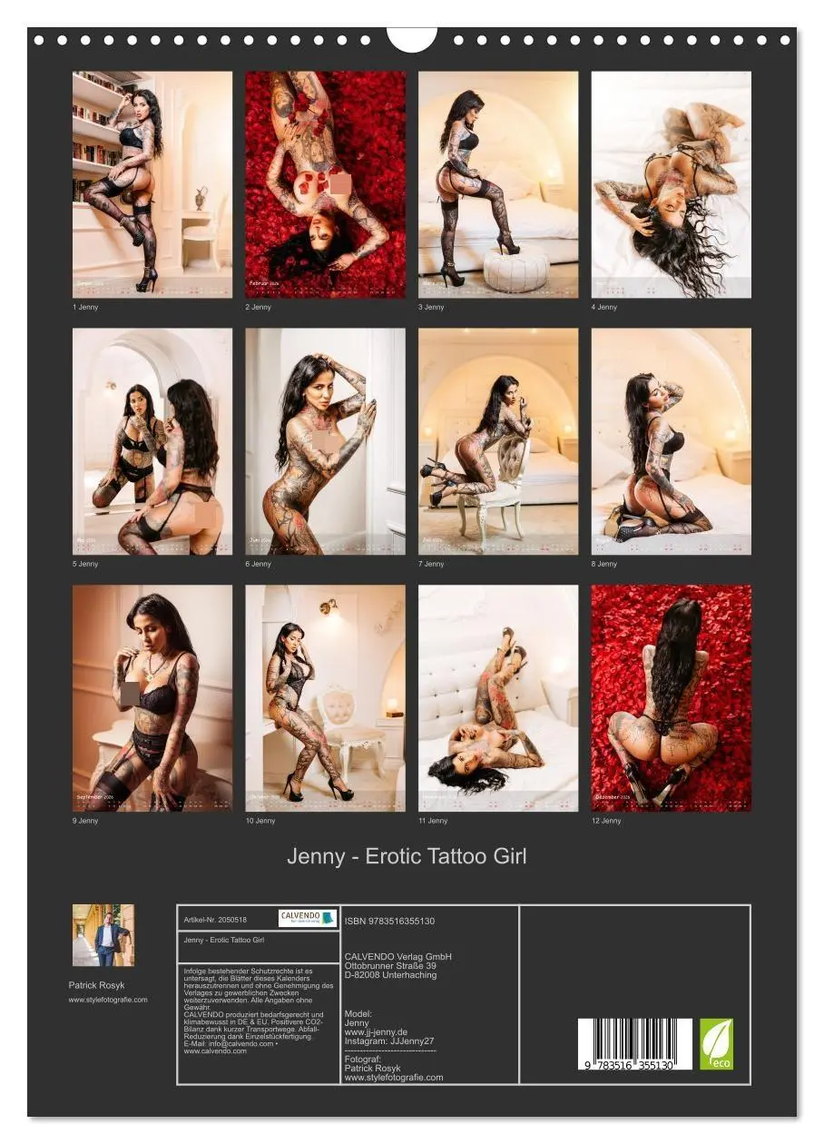 Bild: 9783516355130 | Jenny - Erotic Tattoo Girl (Wandkalender 2026 DIN A3 hoch),...
