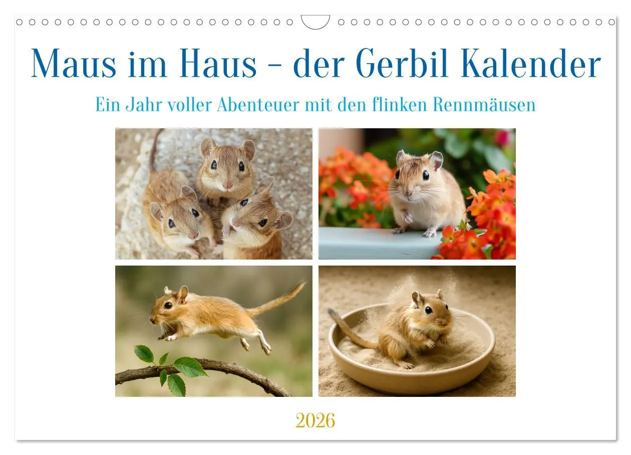 Cover: 9783516595130 | Maus im Haus - der Gerbil Kalender (Wandkalender 2026 DIN A3 quer),...
