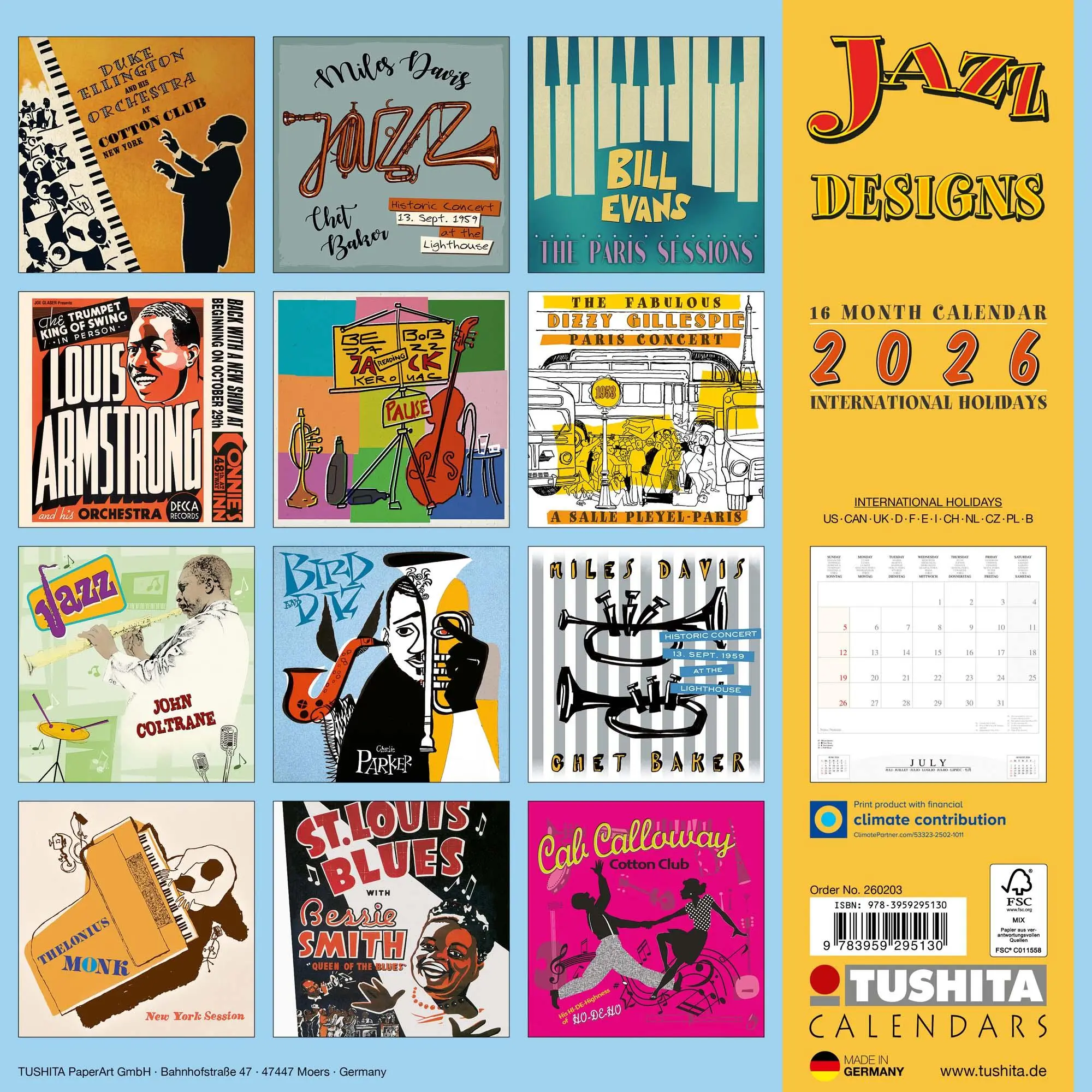 Rückseite: 9783959295130 | Jazz Designs 2026 | Kalender 2026 | Kalender | Media Illustration
