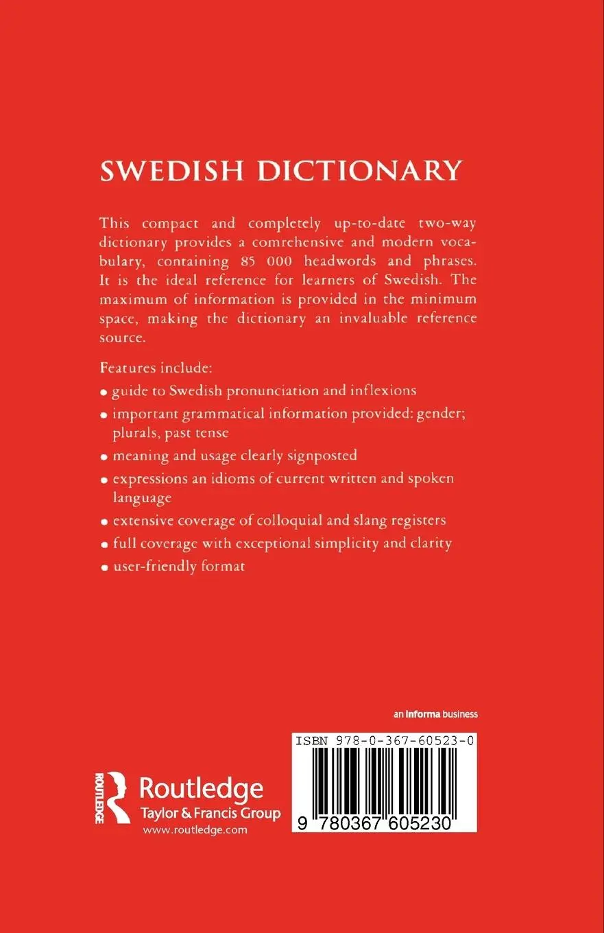 Rückseite: 9780367605230 | Swedish Dictionary | English/Swedish Swedish/English | Prisma | Buch
