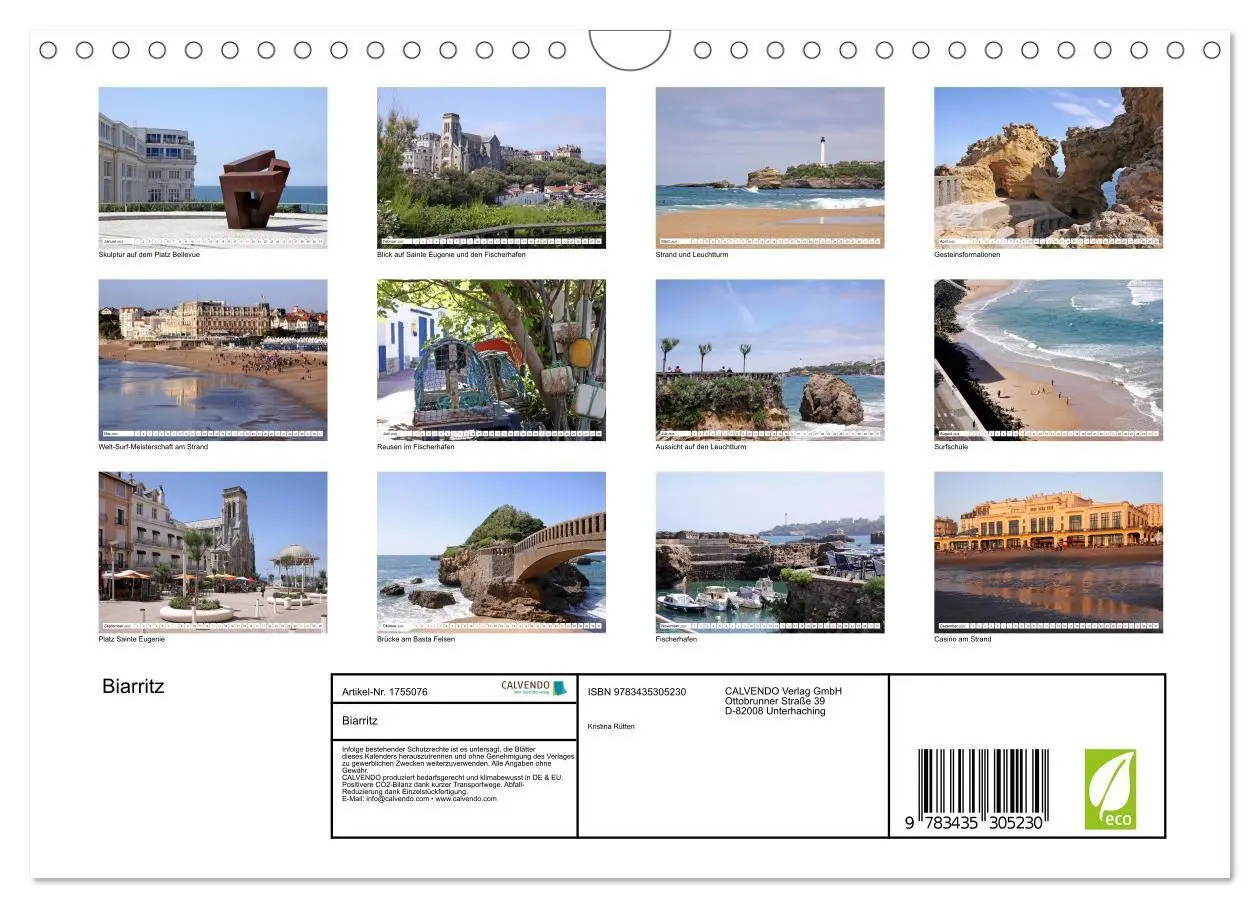 Bild: 9783435305230 | Biarritz (Wandkalender 2025 DIN A4 quer), CALVENDO Monatskalender