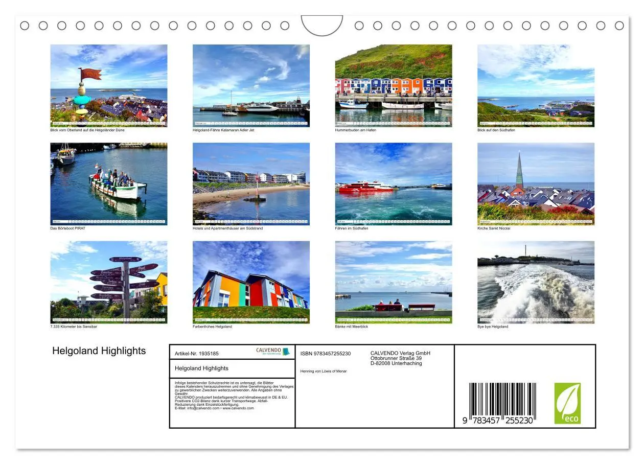 Bild: 9783457255230 | Helgoland Highlights (Wandkalender 2026 DIN A4 quer), CALVENDO...