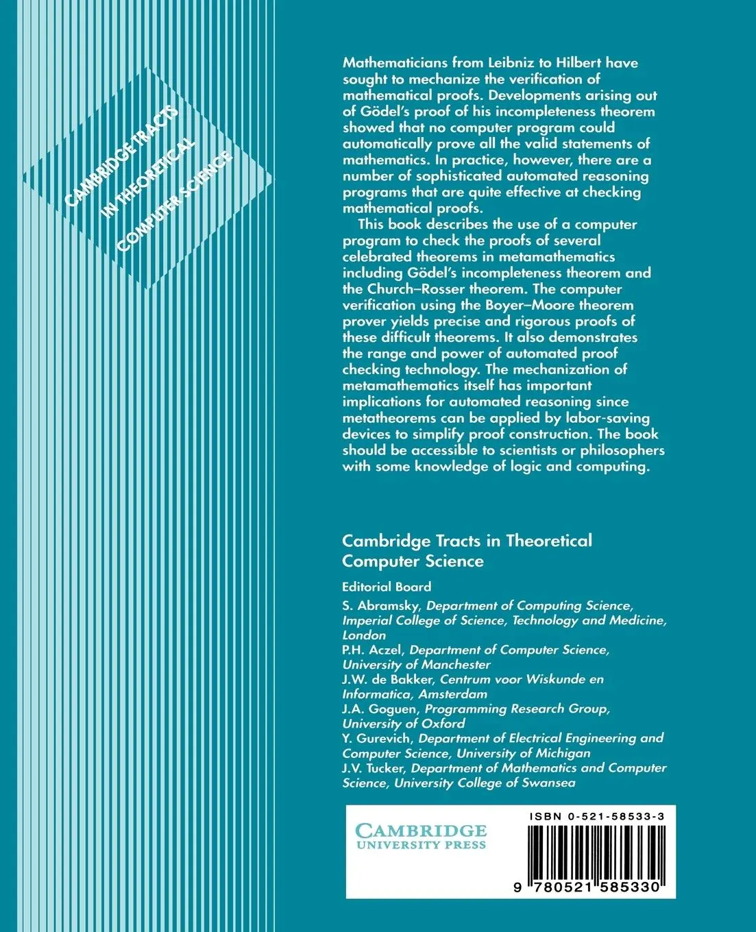 Rückseite: 9780521585330 | Metamathematics, Machines and Godel's Proof | Shankar (u. a.) | Buch