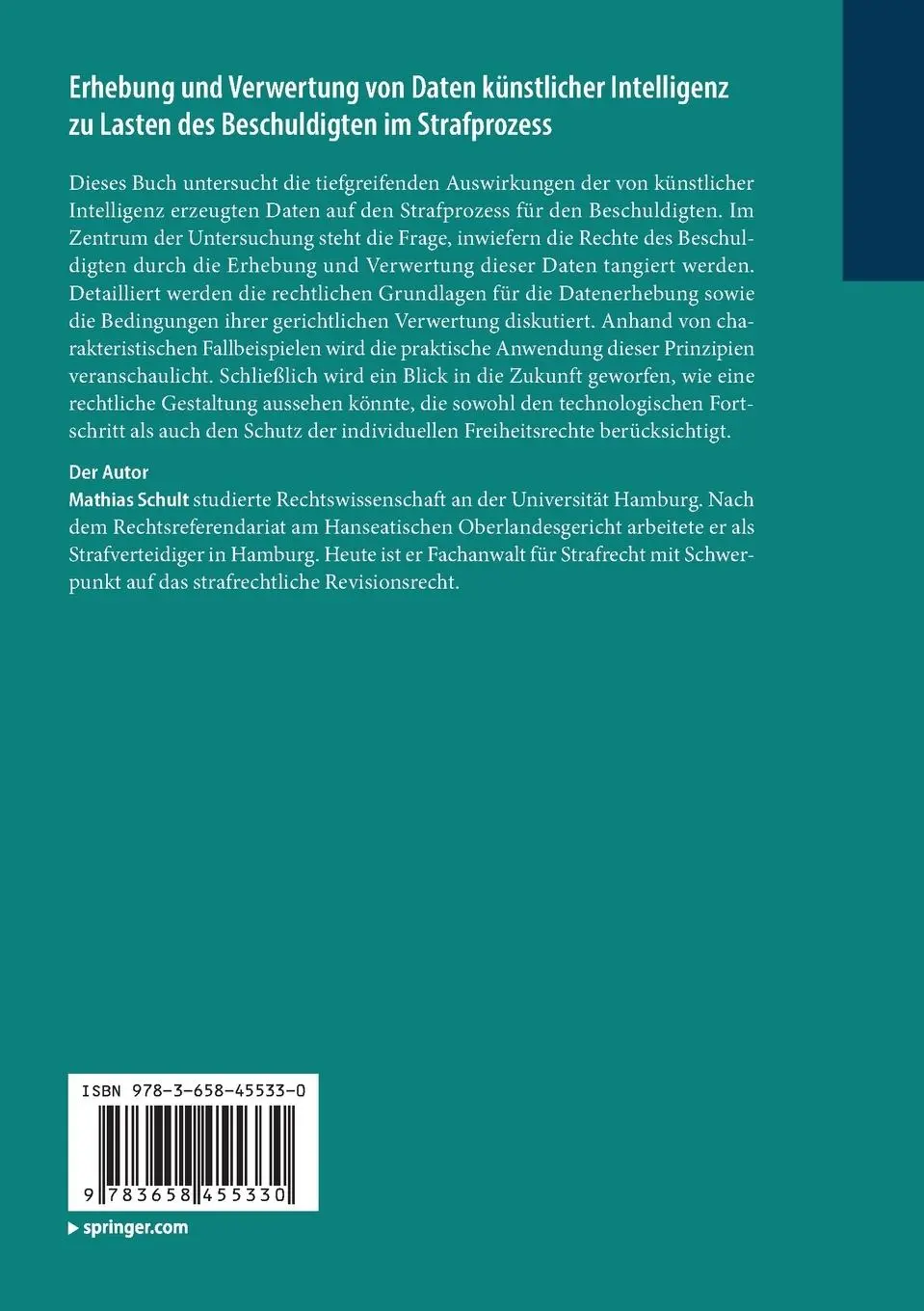 Rückseite: 9783658455330 | Erhebung und Verwertung von Daten künstlicher Intelligenz zu Lasten...