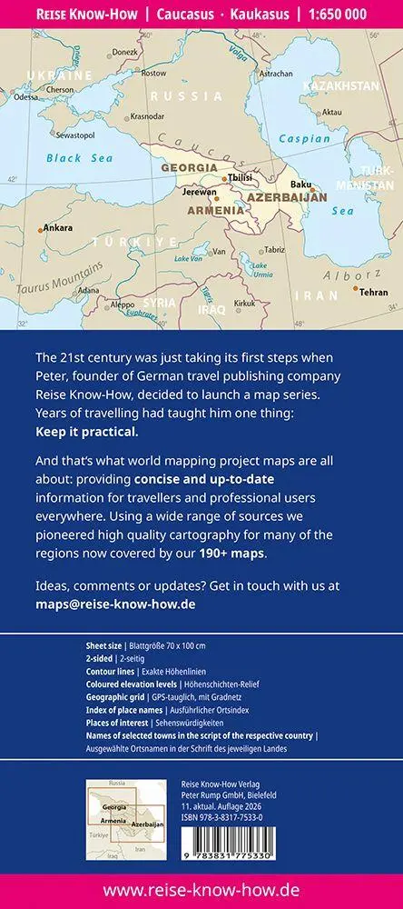 Bild: 9783831775330 | Reise Know-How Landkarte Kaukasus Caucasus (1:650.000) | (Land-)Karte