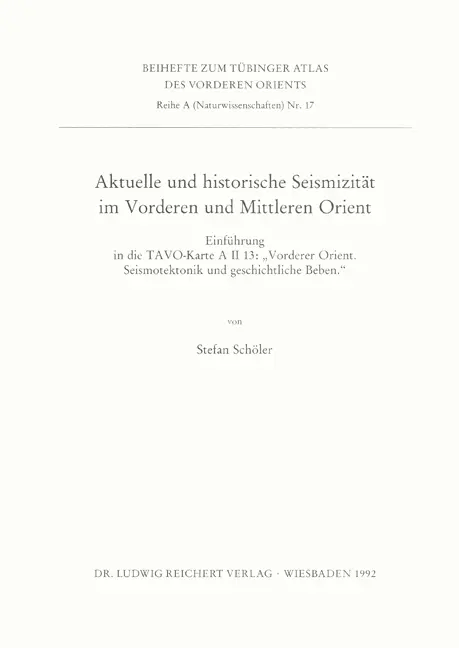 Cover: 9783882265330 | Aktuelle und historische Seismizität im Vorderen und Mittleren Orient
