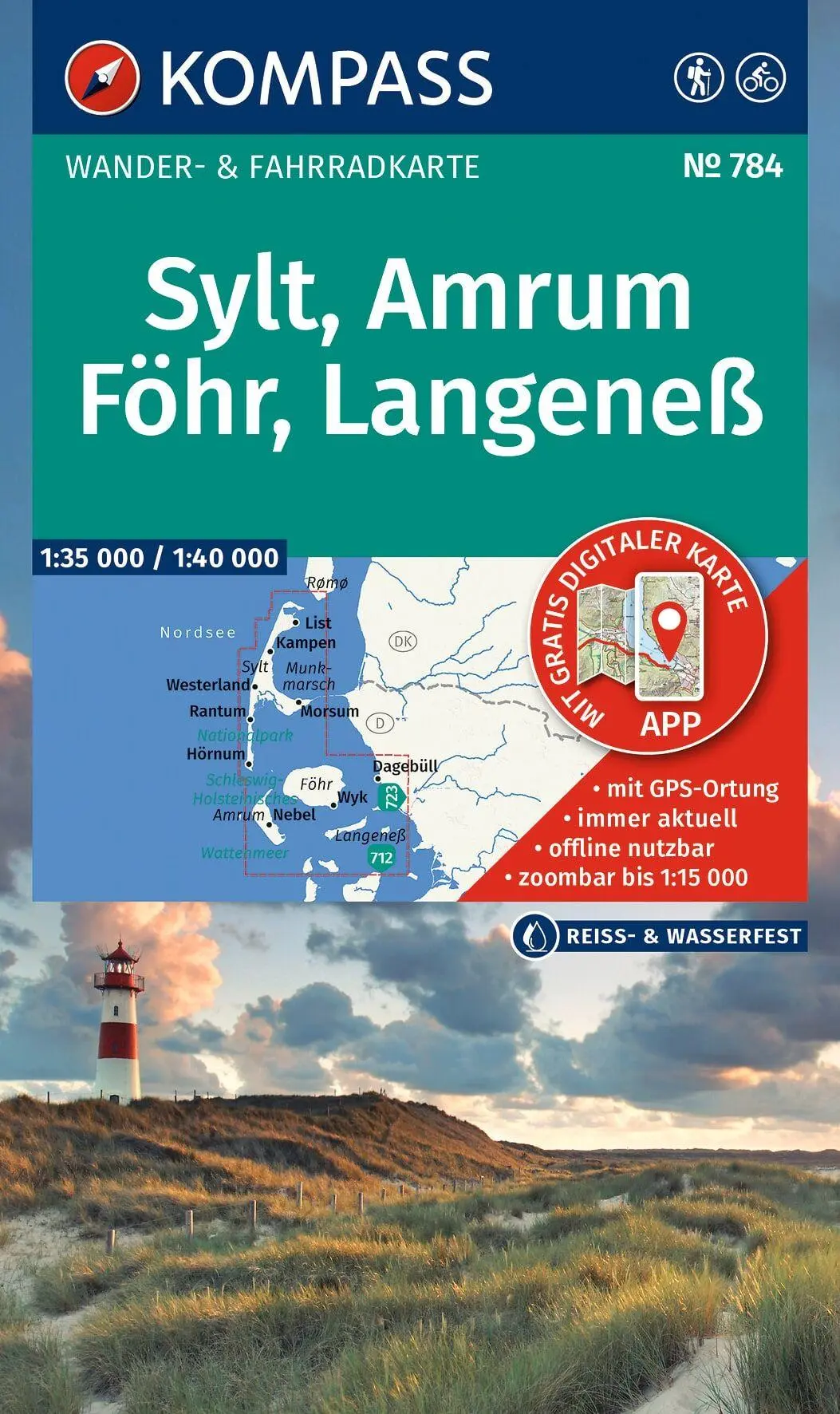 Cover: 9783991545330 | KOMPASS Wanderkarte 784 Sylt, Amrum, Föhr, Langeneß 1:35.000 | Deutsch