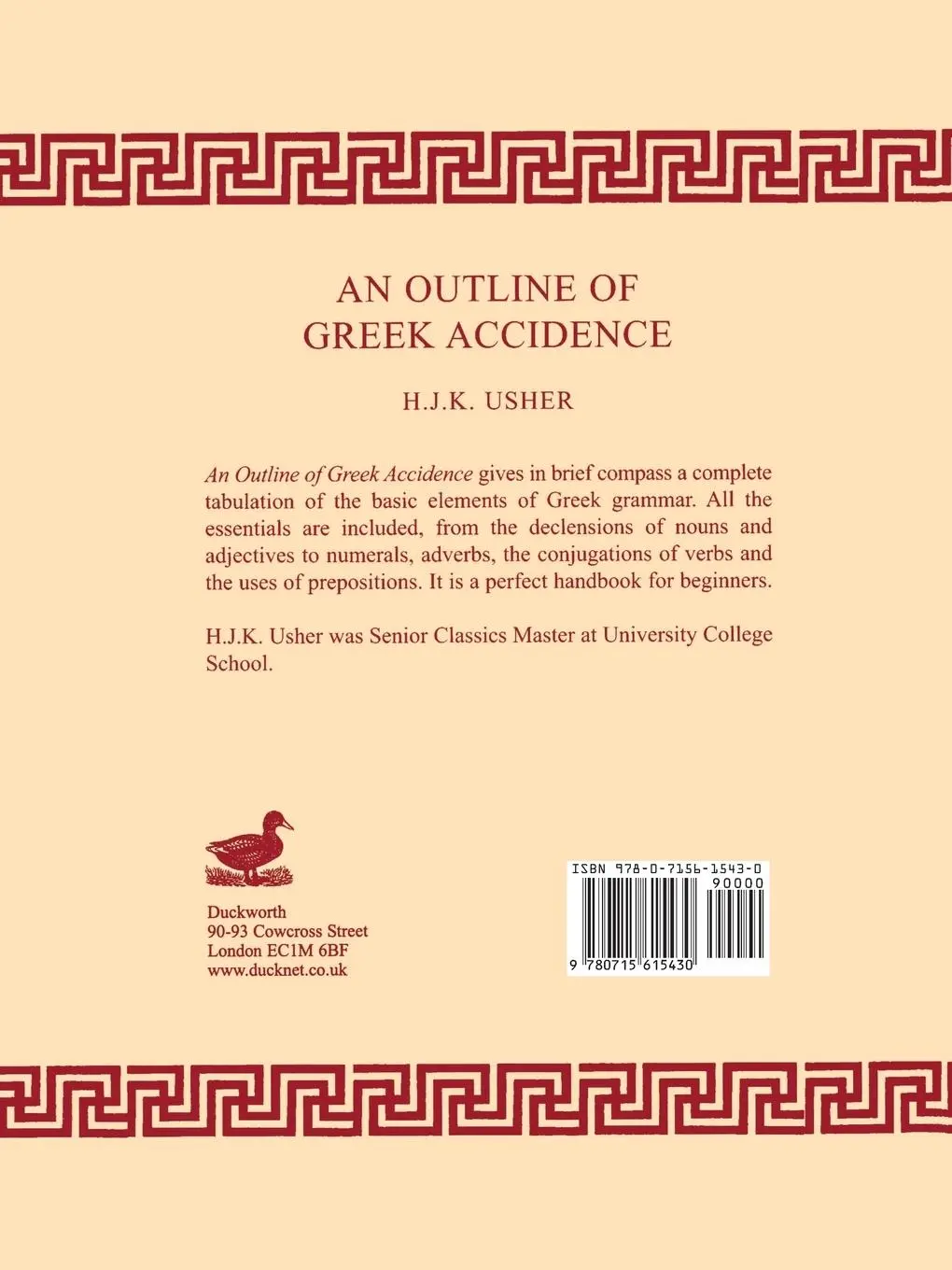Rückseite: 9780715615430 | Outline of Greek Accidence | J. Usher (u. a.) | Taschenbuch | Englisch