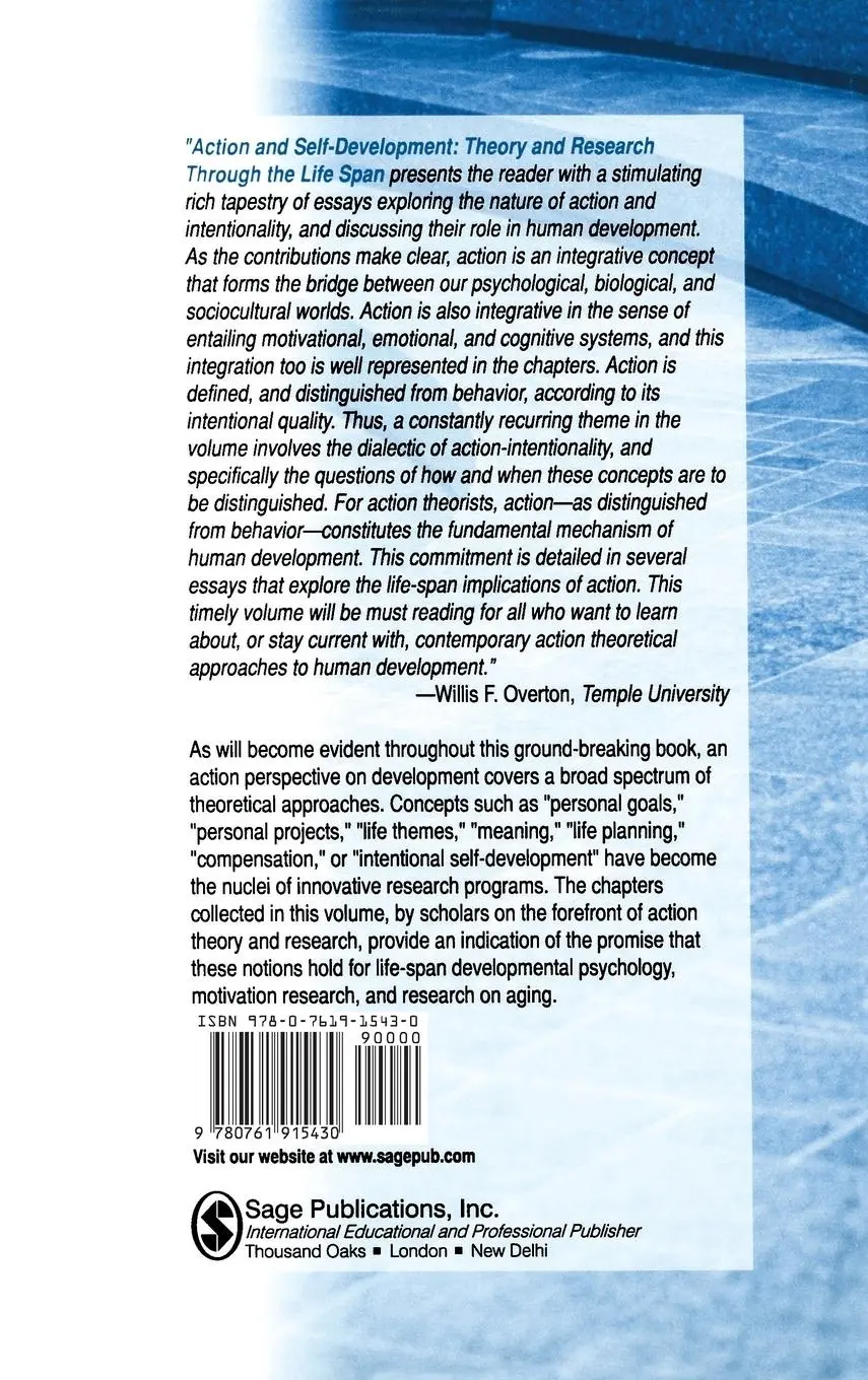 Rückseite: 9780761915430 | Action and Self-Development | Theory and Research Through the LifeSpan