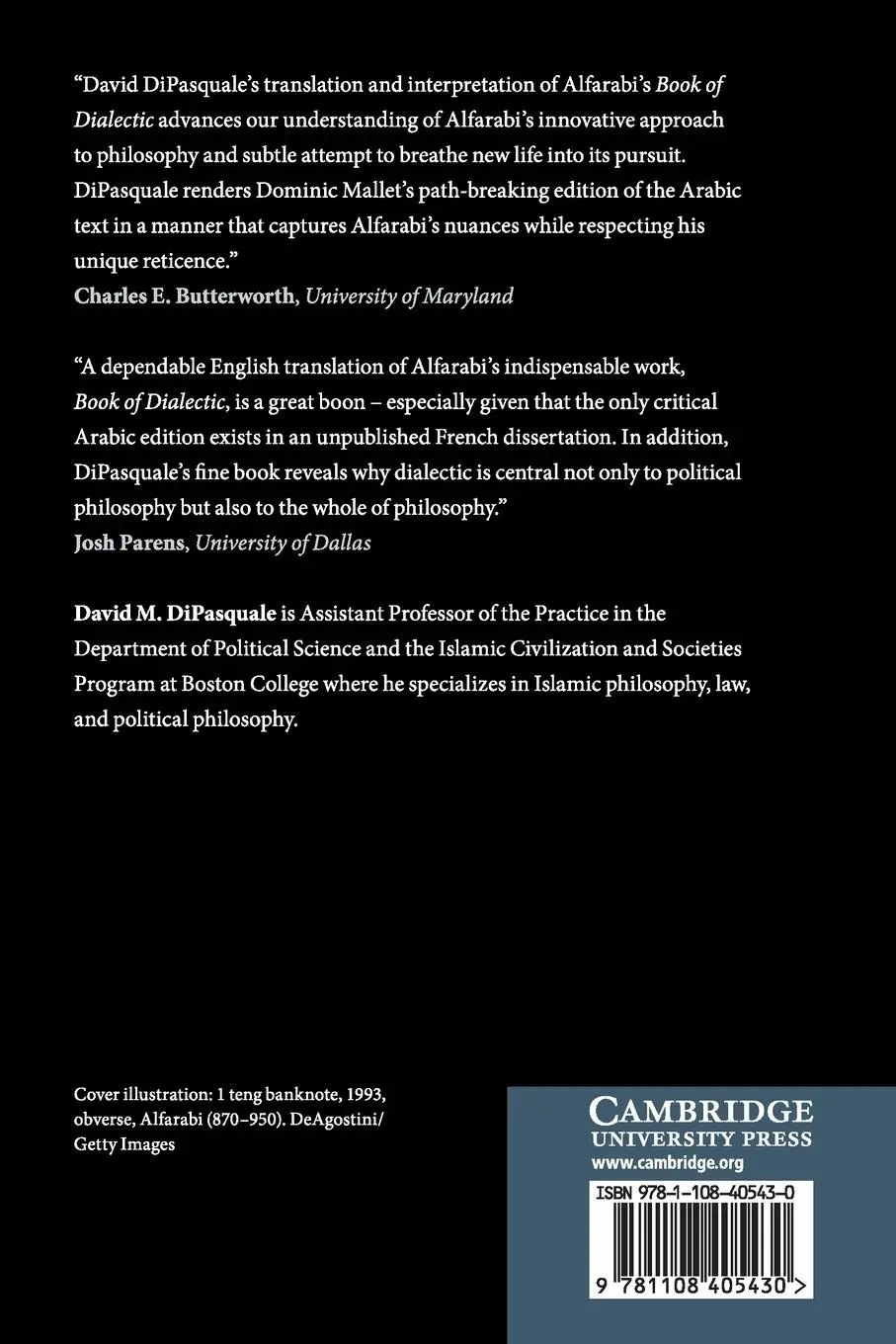 Rückseite: 9781108405430 | Alfarabi's Book of Dialectic (Kit¿b al-Jadal) | David M. DiPasquale