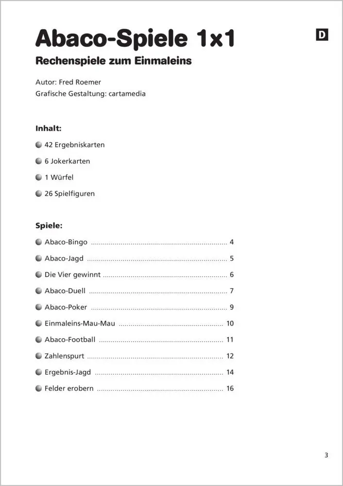 Bild: 9783039765430 | Abaco-Spiele 1x1 | Rechenspiele zum Einmaleins einzeln, ohne Abaco