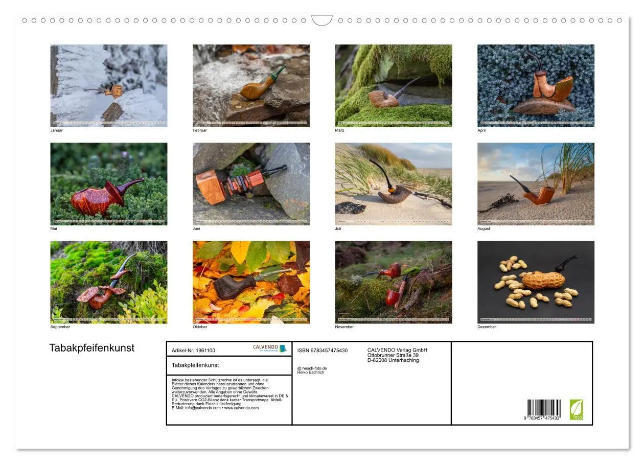 Bild: 9783457475430 | Tabakpfeifenkunst (Wandkalender 2026 DIN A2 quer), CALVENDO...