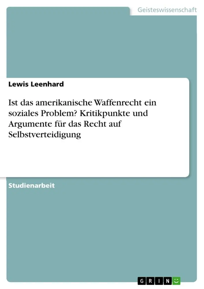 Cover: 9783668035430 | Ist das amerikanische Waffenrecht ein soziales Problem?...