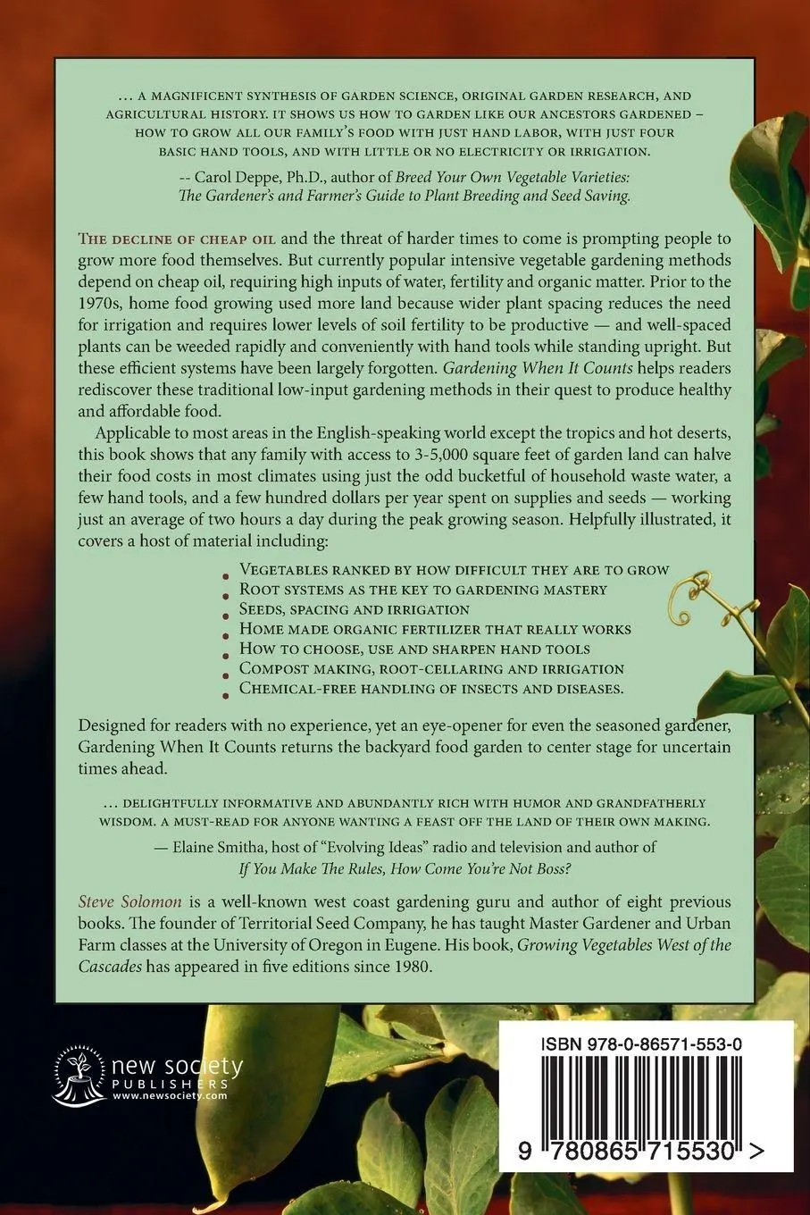 Rückseite: 9780865715530 | Gardening When It Counts | Growing Food in Hard Times | Steve Solomon