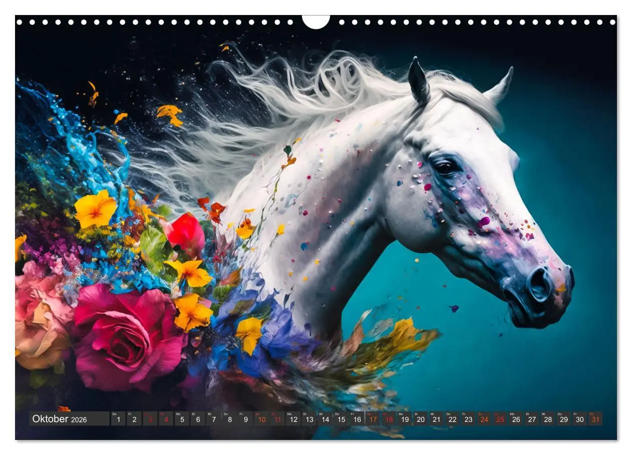 Bild: 9783457535530 | Pferde und Blumen (Wandkalender 2026 DIN A3 quer), CALVENDO...