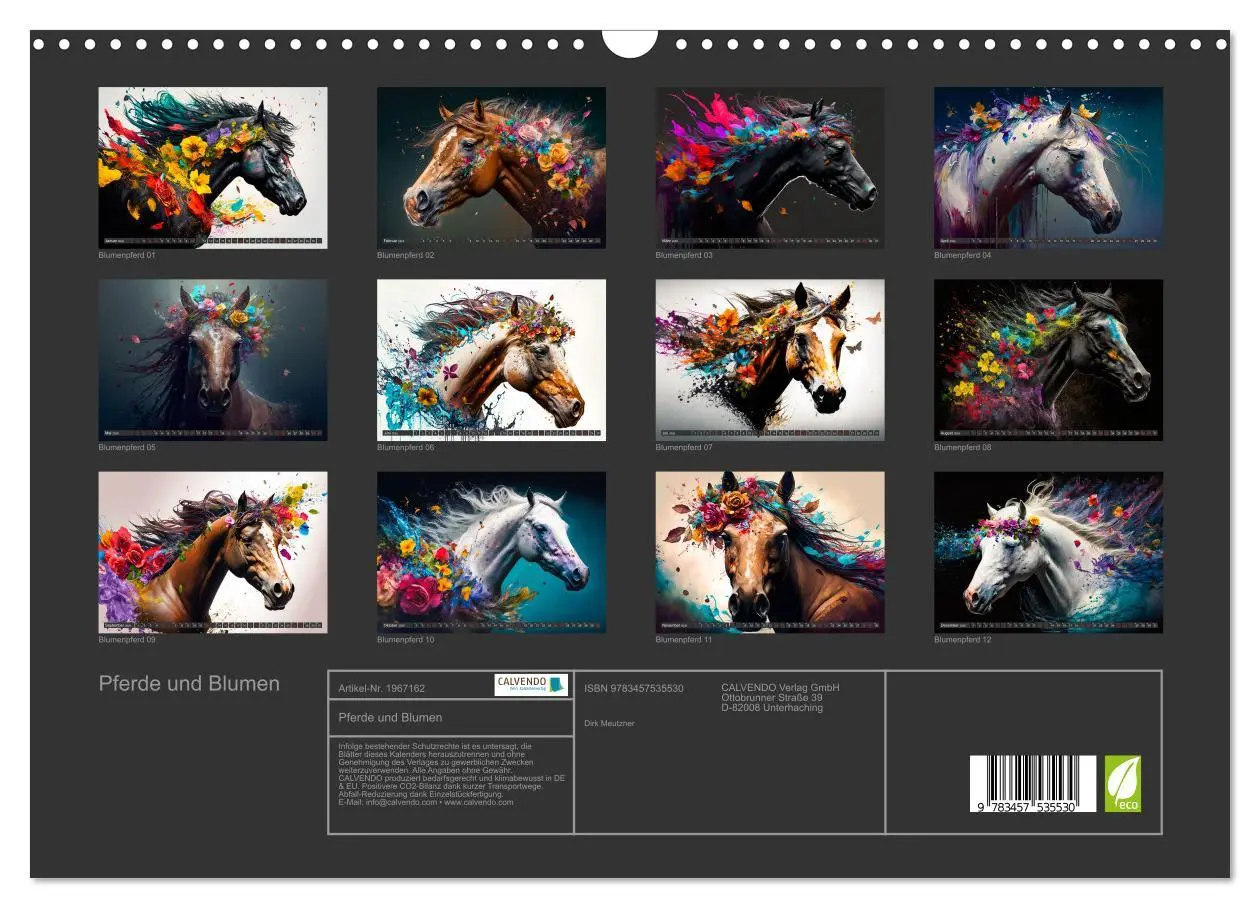 Bild: 9783457535530 | Pferde und Blumen (Wandkalender 2026 DIN A3 quer), CALVENDO...