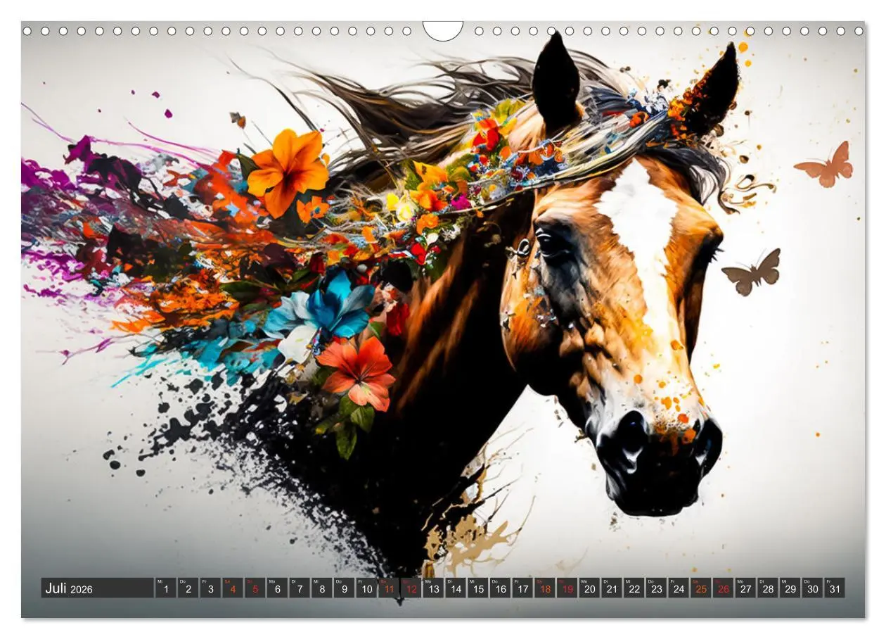 Bild: 9783457535530 | Pferde und Blumen (Wandkalender 2026 DIN A3 quer), CALVENDO...