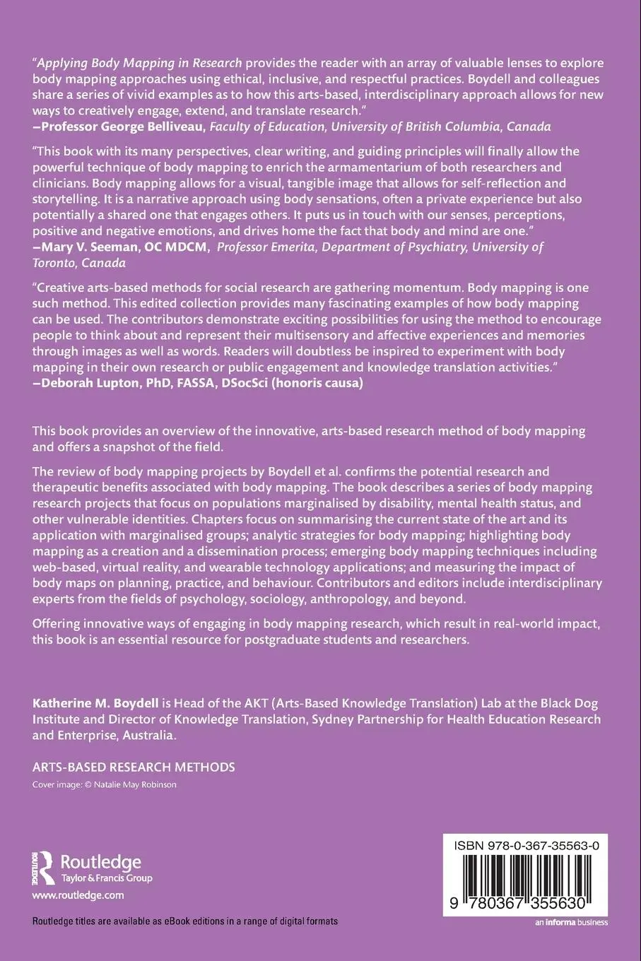 Rückseite: 9780367355630 | Applying Body Mapping in Research | An Arts-Based Method | Boydell