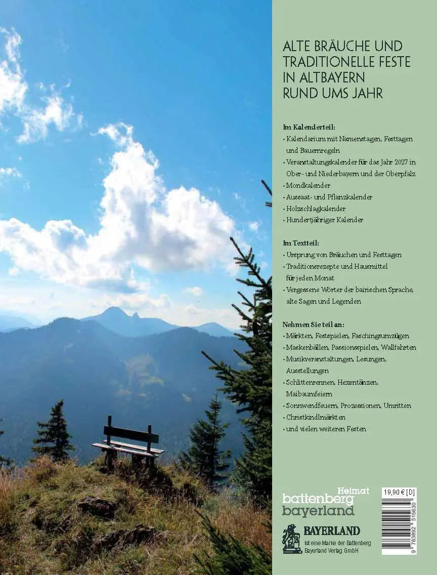 Rückseite: 9783892515630 | Altbayerischer Festtags- und Brauchtumskalender 2027 | Taschenbuch
